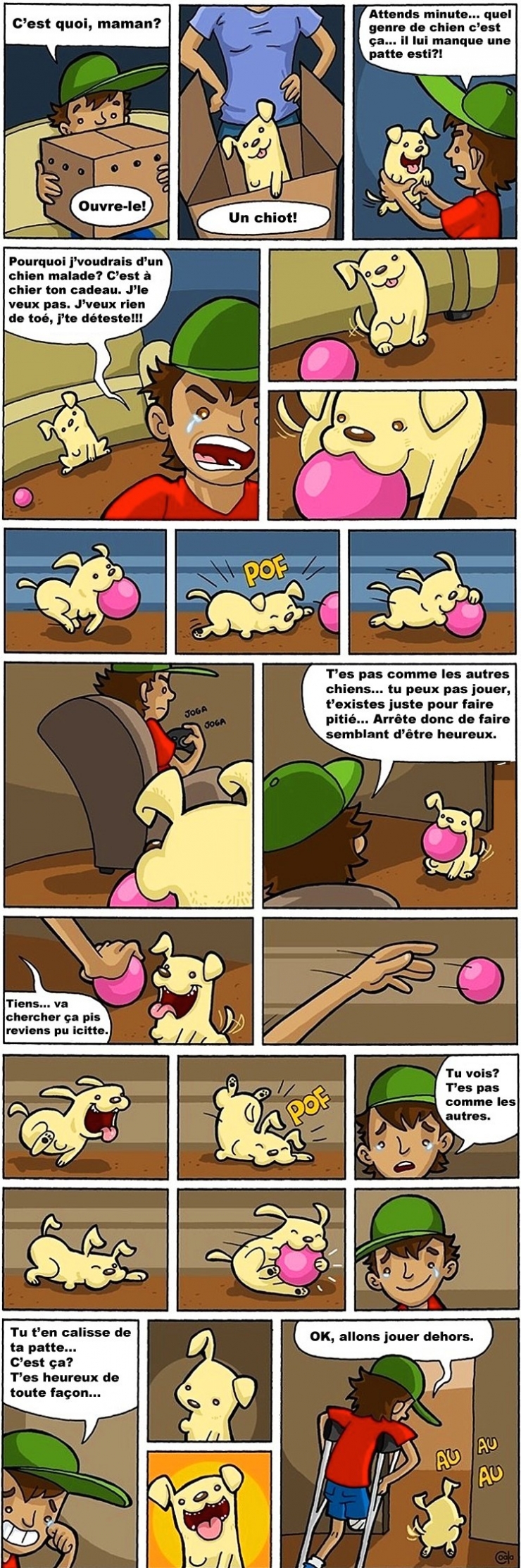 Illustration de l'article : Ce petit garçon a reçu un chien handicapé qui lui a légué une incroyable leçon de vie !