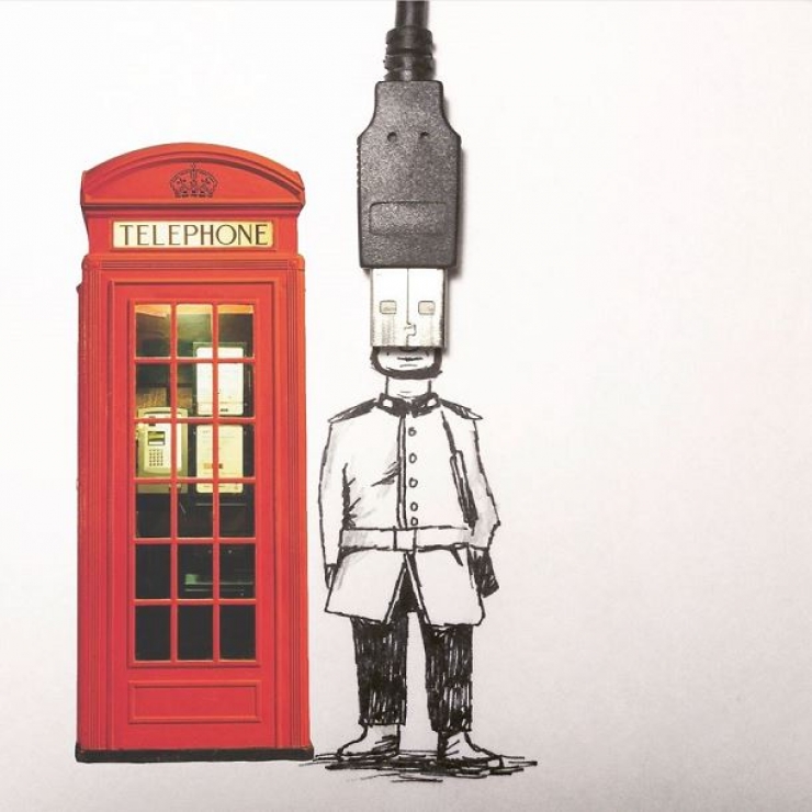 Illustration de l'article : 14 illustrations où le réel et le dessin se côtoient, par Kristián Mensa