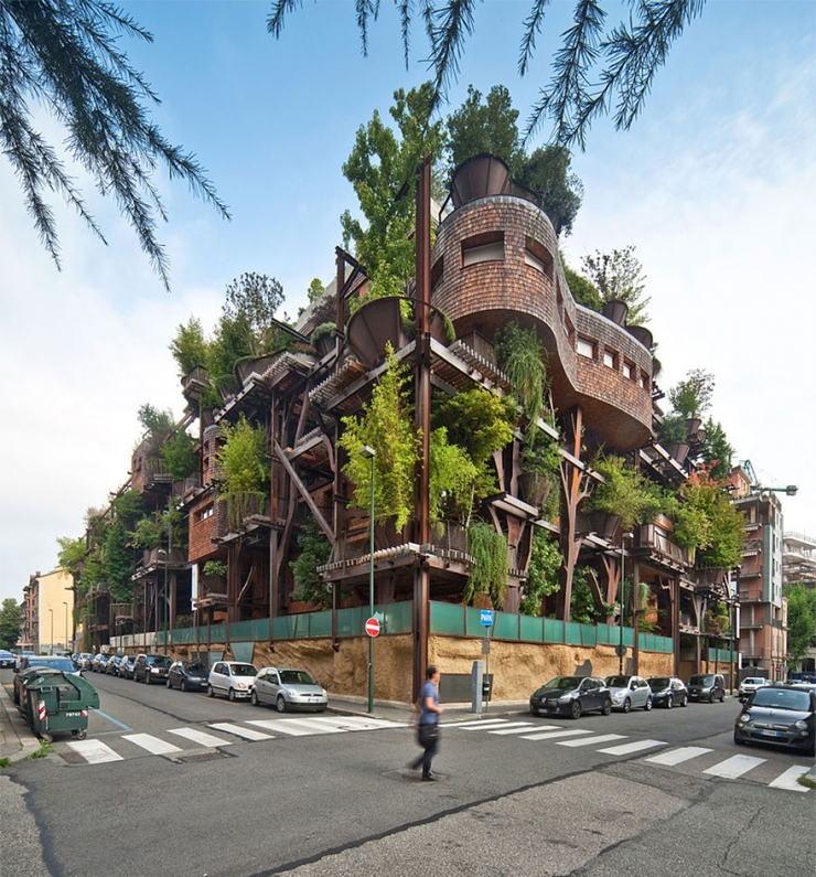 Illustration de l'article : Placée dans 150 arbres, cette immense maison urbaine a été construite pour s'isoler de la pollution et du bruit.