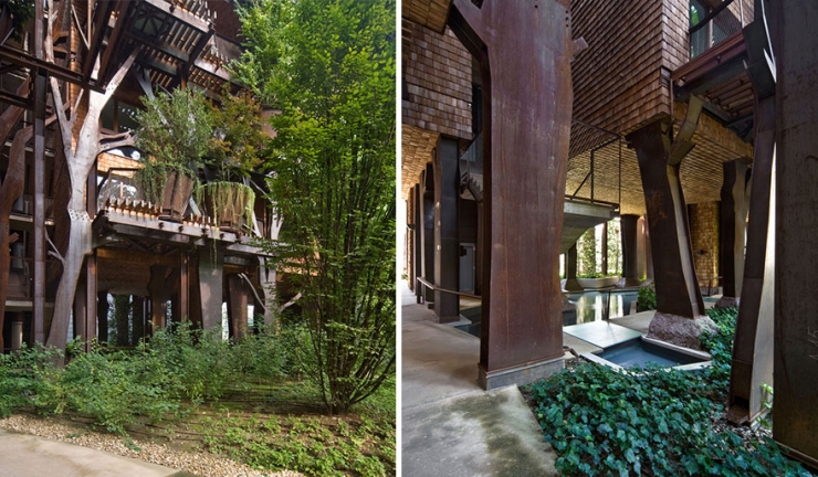 Illustration de l'article : Placée dans 150 arbres, cette immense maison urbaine a été construite pour s'isoler de la pollution et du bruit.