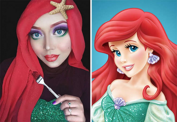 Illustration de l'article : Elle se transforme en personnages Disney à l’aide de son Hijab… En Jasmine c’est vraiment épatant !