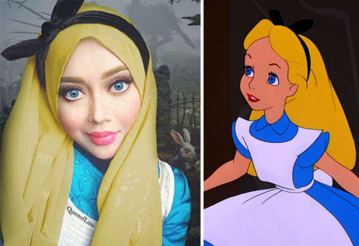 Illustration de l'article : Elle se transforme en personnages Disney à l’aide de son Hijab… En Jasmine c’est vraiment épatant !