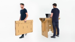 Illustration : "Un bureau pliable, transportable et 100% recyclable"