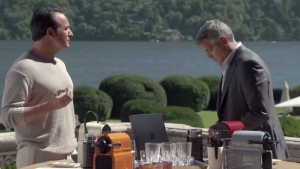 Illustration : "Jean Dujardin et George Clooney se partagent la vedette dans la nouvelle pub Nespresso"