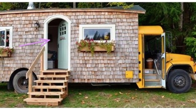 Illustration : Incroyable! Elle récupère et transforme un bus scolaire en une maisonnette des plus chaleureuses!