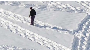 Illustration : "Cet homme qui semble simplement se promener dans la neige a un sacré sens artistique! Regardez ce qu'il fait..."