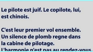 Illustration : "Blague du jour: Le pilote est juif. Le copilote, lui, est chinois..."