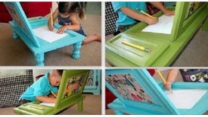 Illustration : "Voici comment bricoler une petite table de dessin pour vos enfants..."