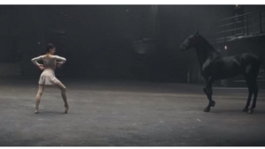 Illustration : "La réaction de ce superbe cheval quand cette ballerine se met à danser vous laissera bouche bée ! Pas le moindre trucage..."