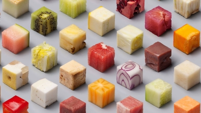 Illustration : Cet incroyable assortiment de crudités en cubes va combler les plus gourmands parmi les perfectionnistes de ce monde