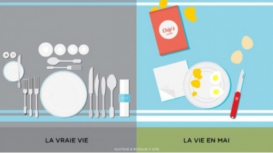 Illustration : La vraie vie Vs la vie en mai, par Gustave & Rosalie