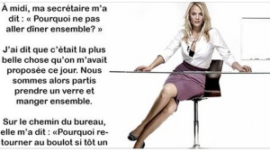 Illustration : "Il explique pourquoi il a renvoyé sa secrétaire sans remarquer que c'est lui qui passe pour un con!"