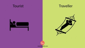 Illustration : "11 astuces pour mieux comprendre la différence entre un touriste et un voyageur."