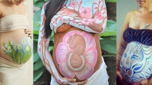 Illustration : "Elles sont enceintes et se familiarisent avec le Belly Painting pour mettre leurs ventres en avant... C'est magnifique ! "