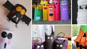 Illustration : "30 idées de bricolages à faire pour halloween juste avec des rouleaux de papier toilette..."