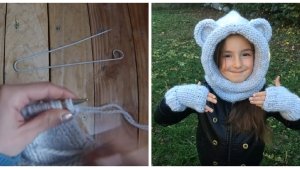 Illustration : "Comment réaliser une capuche avec des oreilles d'ours... Idéal pour l'hiver ! "