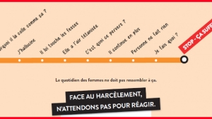 Illustration : "Stop au harcèlement sexuel ! Avec la nouvelle campagne « ÇA SUFFIT »  dites adieu aux comportements indécents dans les transports en commun !"