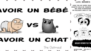 Illustration : "Est-ce mieux d'avoir un chat où un bébé ? Les illustrations humoristiques de Mathew Inman nous donnent la réponse !"