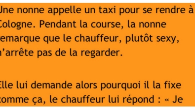 Illustration : Une nonne monte dans un taxi conduit par un mec assez sexy... Il n'aurait pas pu imaginer ce qu'elle va lui dire en fin de course !