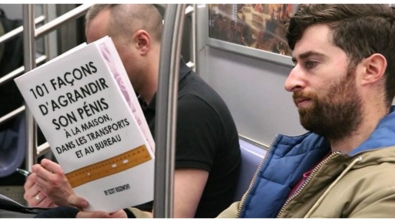 Illustration : Les livres qu’il lit dans le métro sont des plus embarrassants mais le meilleur c’est la réaction des autres passagers !